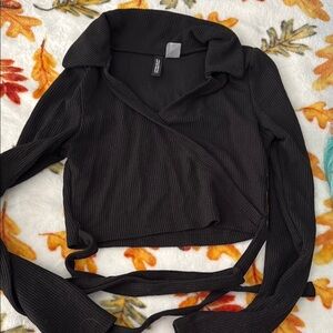 Shein Black Wrap Top